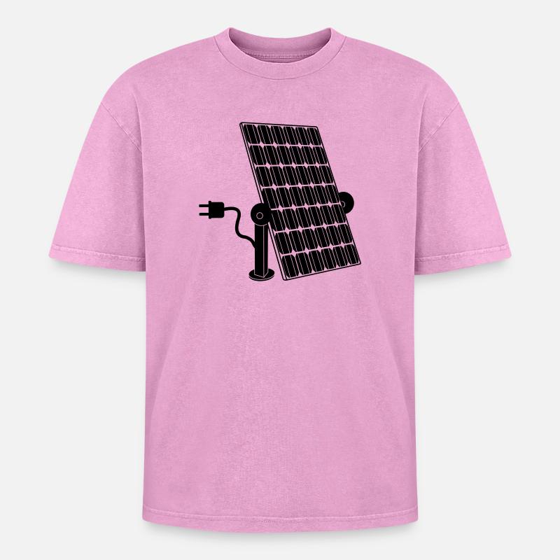 Solarpanel mit Stecker - Oversized Unisex Premium Acid-Washed T-Shirt - Pink Acid Wash