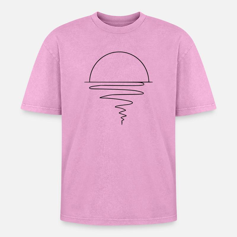 Sunset - Oversized Unisex Premium Acid-Washed T-Shirt - acid washed pink