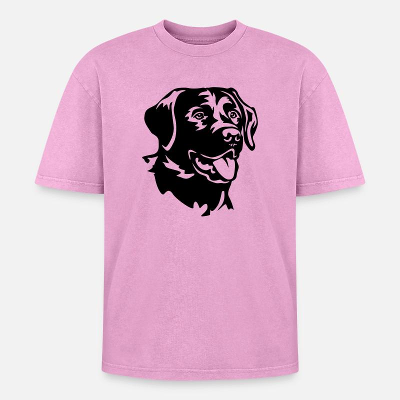 Labrador Head - Oversized Unisex Premium Acid-Washed T-Shirt - acid washed pink