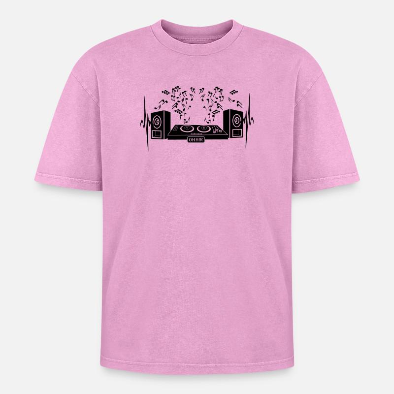 Discotheque turntable - Oversized Unisex Premium Acid-Washed T-Shirt - acid washed pink