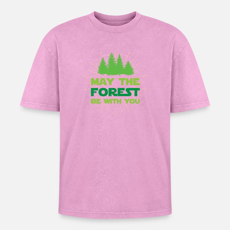 Möge der Wald mit dir sein - Oversized Unisex Premium Acid-Washed T-Shirt - Pink Acid Wash