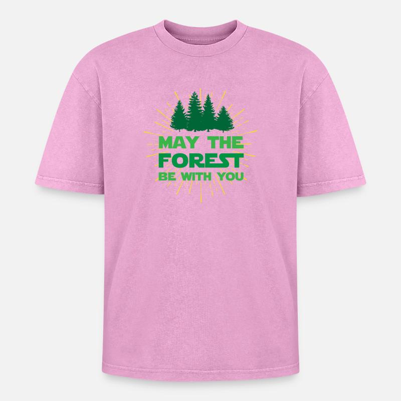 Möge der Wald mit dir sein - Oversized Unisex Premium Acid-Washed T-Shirt - Pink Acid Wash