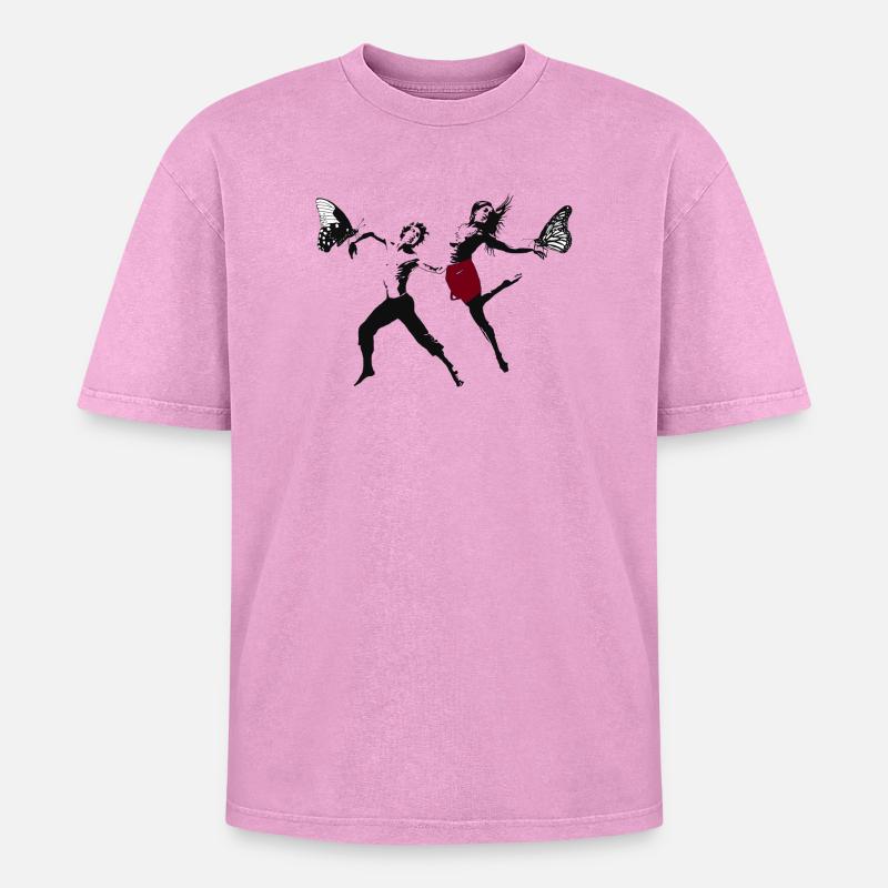 Moderne Dance - Oversized Unisex Premium Acid-Washed T-Shirt - Pink Acid Wash