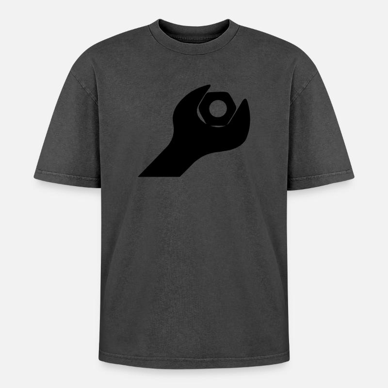 Wrench tool with bolt - Oversized Unisex Premium Acid-Washed T-Shirt - undefined