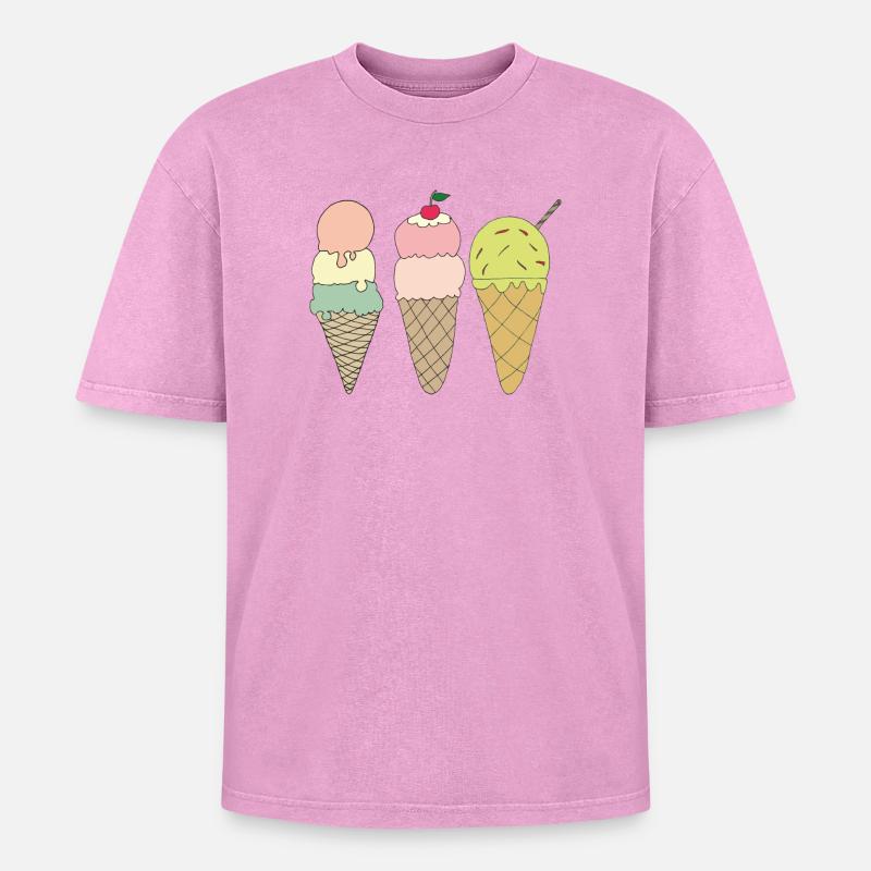 variations de glace - T-shirt Premium unisexe oversize acid-washed - rose délavé acide