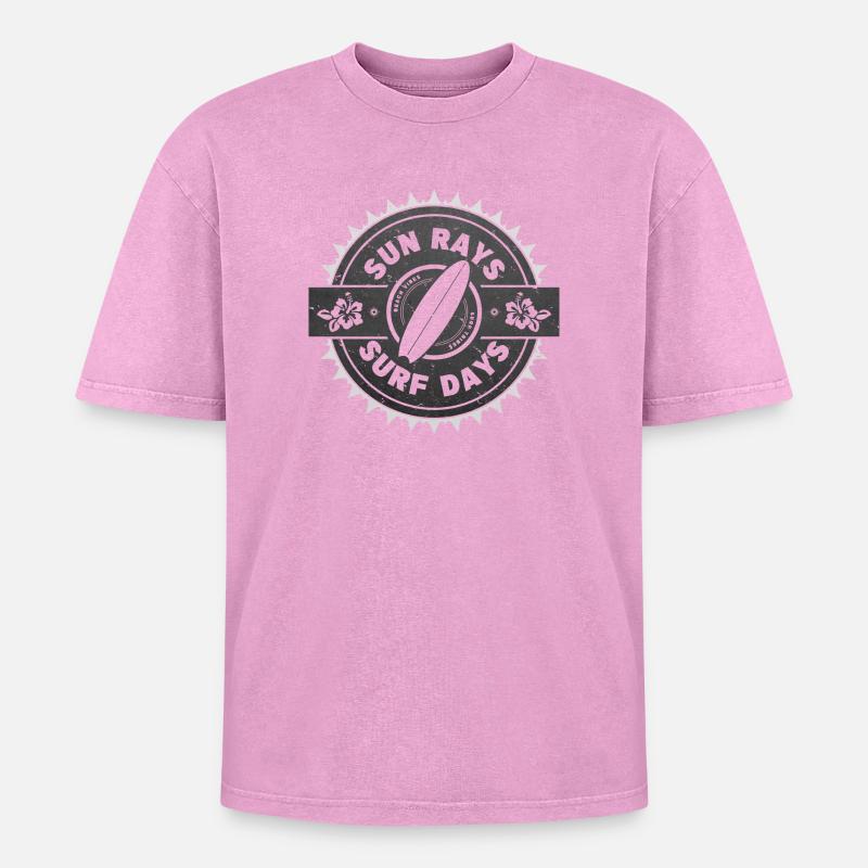 Surf Retro Surfer Conception graphique - T-shirt Premium unisexe oversize acid-washed - rose délavé acide