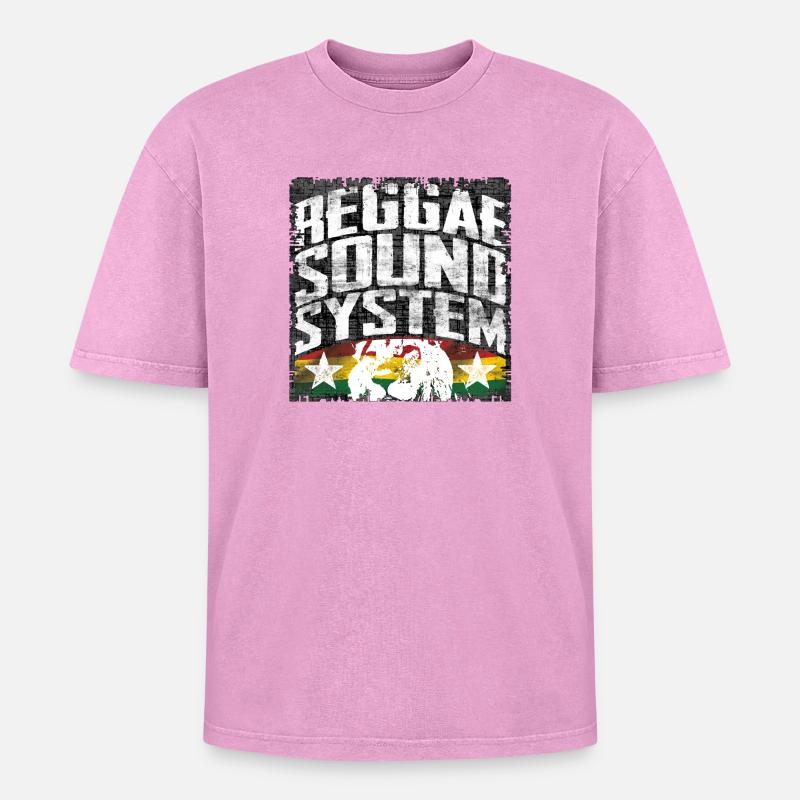 Système de son Reggae - T-shirt Premium unisexe oversize acid-washed - rose délavé acide