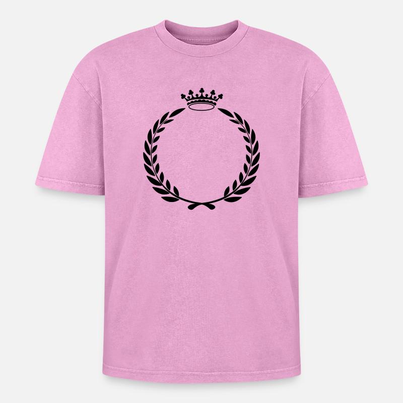 Lorbeerkranz mit Krone - Oversized Unisex Premium Acid-Washed T-Shirt - Pink Acid Wash