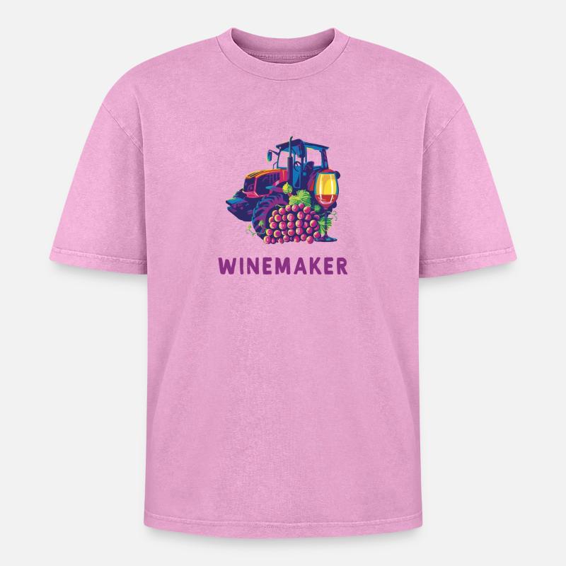 Winemaker Design - Oversized Unisex Premium Acid-Washed T-Shirt - acid washed pink