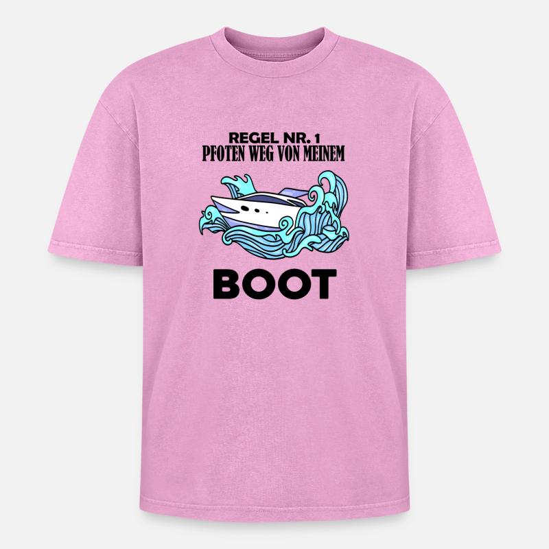 Motorboot Kapitän Boot Boote Seefahrt - Oversized Unisex Premium Acid-Washed T-Shirt - Pink Acid Wash