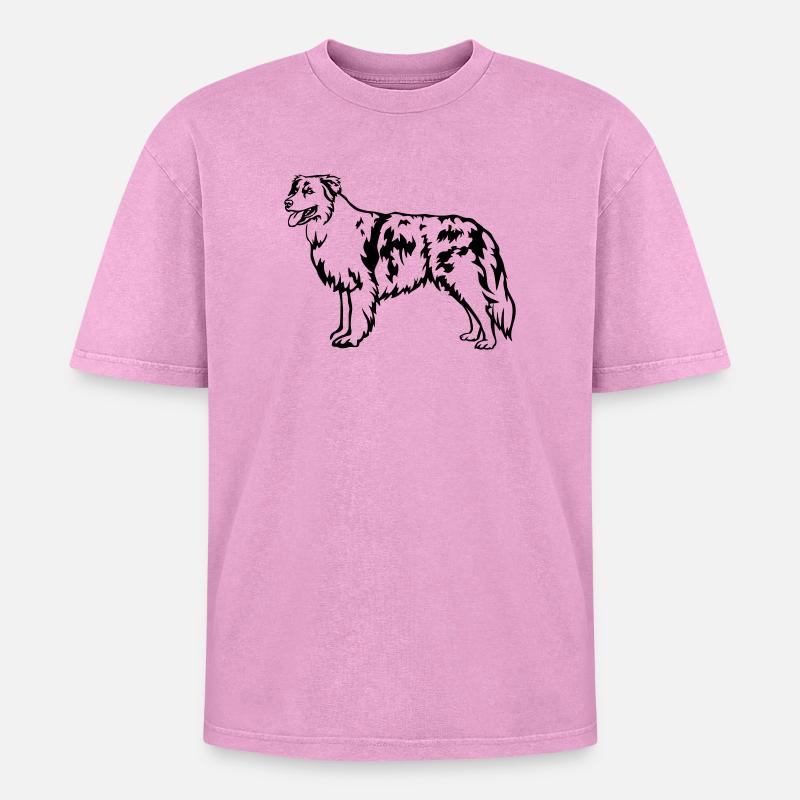 Australian Shepherd - Oversized Unisex Premium Acid-Washed T-Shirt - Pink Acid Wash