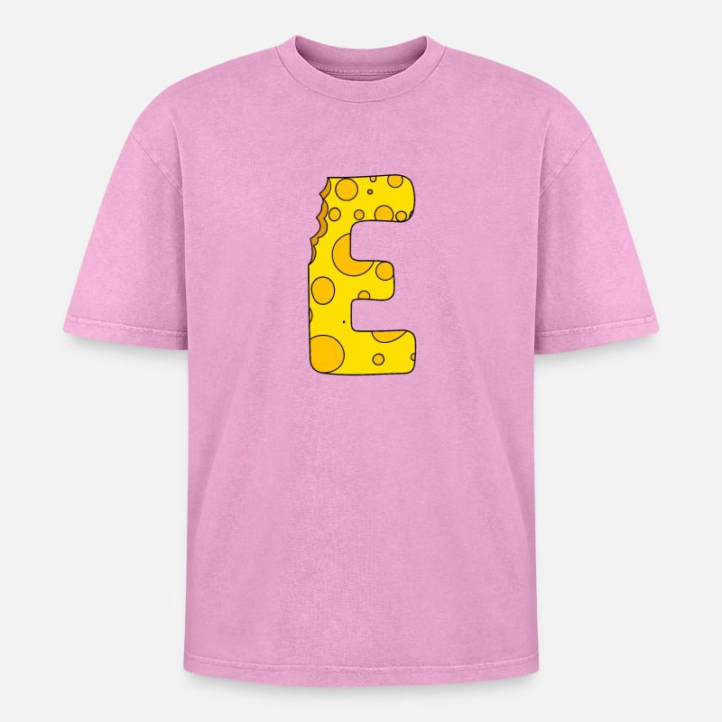Letter E - Oversized Unisex Premium Acid-Washed T-Shirt - acid washed pink
