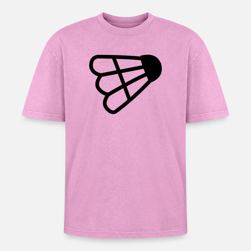 Badminton simple shuttle logo - Oversized Unisex Premium Acid-Washed T-Shirt - acid washed pink