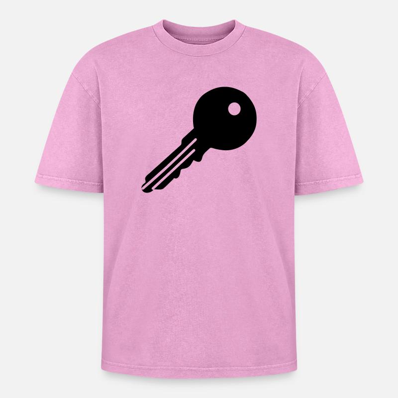 Key - Oversized Unisex Premium Acid-Washed T-Shirt - acid washed pink