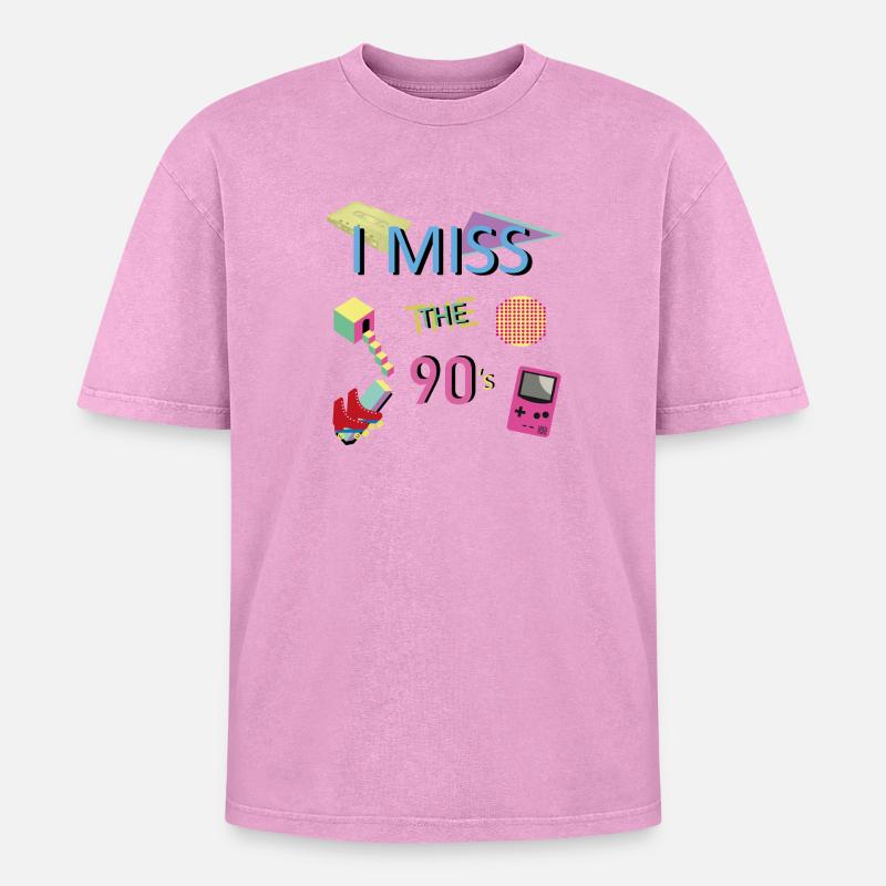 Nostalgic 90s theme - Oversized Unisex Premium Acid-Washed T-Shirt - acid washed pink