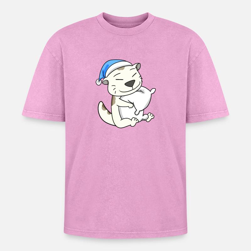 Chat race devon rex - T-shirt Premium unisexe oversize acid-washed - rose délavé acide