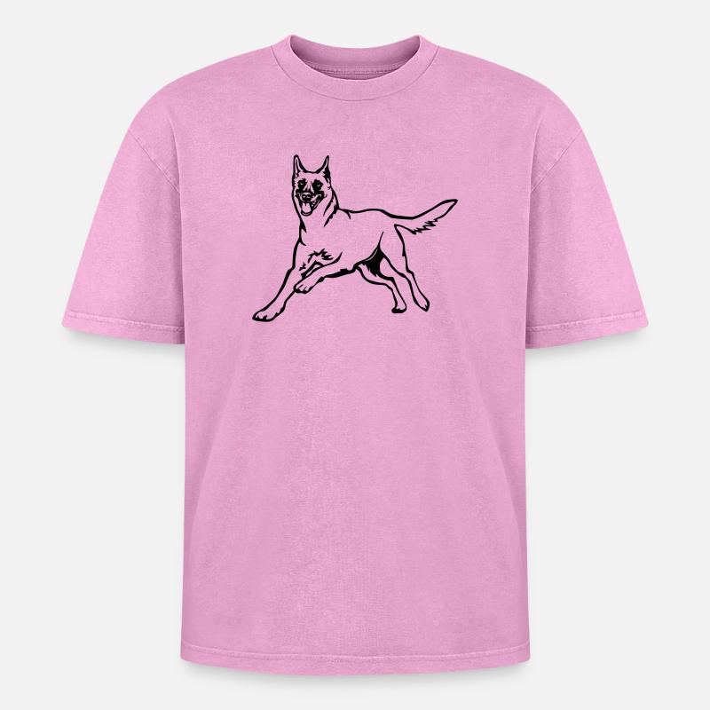 Malinois - Oversized Unisex Premium Acid-Washed T-Shirt - Pink Acid Wash