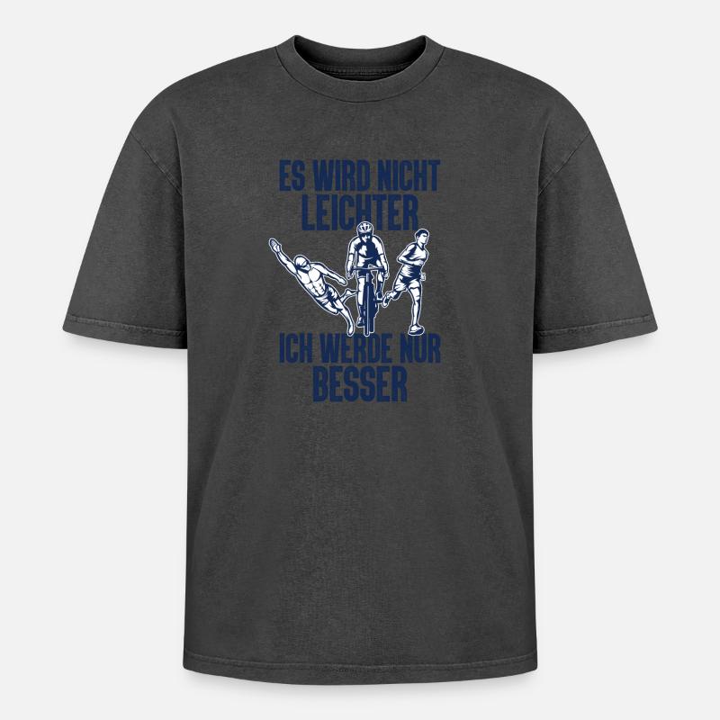 Es Wird Nicht Leichter Ich Triathlon - Oversized Unisex Premium Acid-Washed T-Shirt - undefined