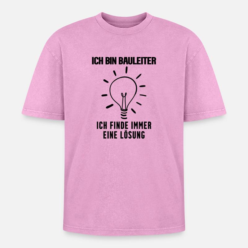 Bauleiter - Oversized Unisex Premium Acid-Washed T-Shirt - Pink Acid Wash