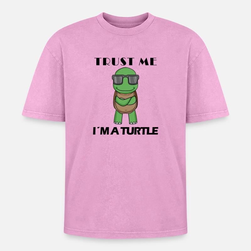 cool turtle - Oversized Unisex Premium Acid-Washed T-Shirt - acid washed pink