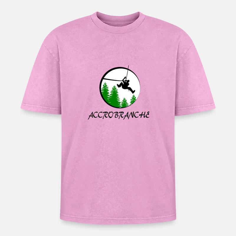 Tree climbing - Oversized Unisex Premium Acid-Washed T-Shirt - acid washed pink