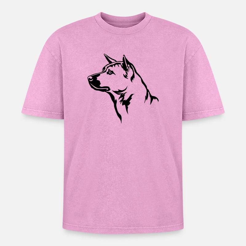 Thai Ridgeback Kopf - Oversized Unisex Premium Acid-Washed T-Shirt - Pink Acid Wash