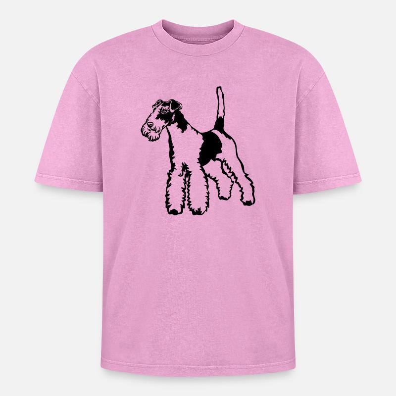 Fox terrier - Oversized Unisex Premium Acid-Washed T-Shirt - acid washed pink
