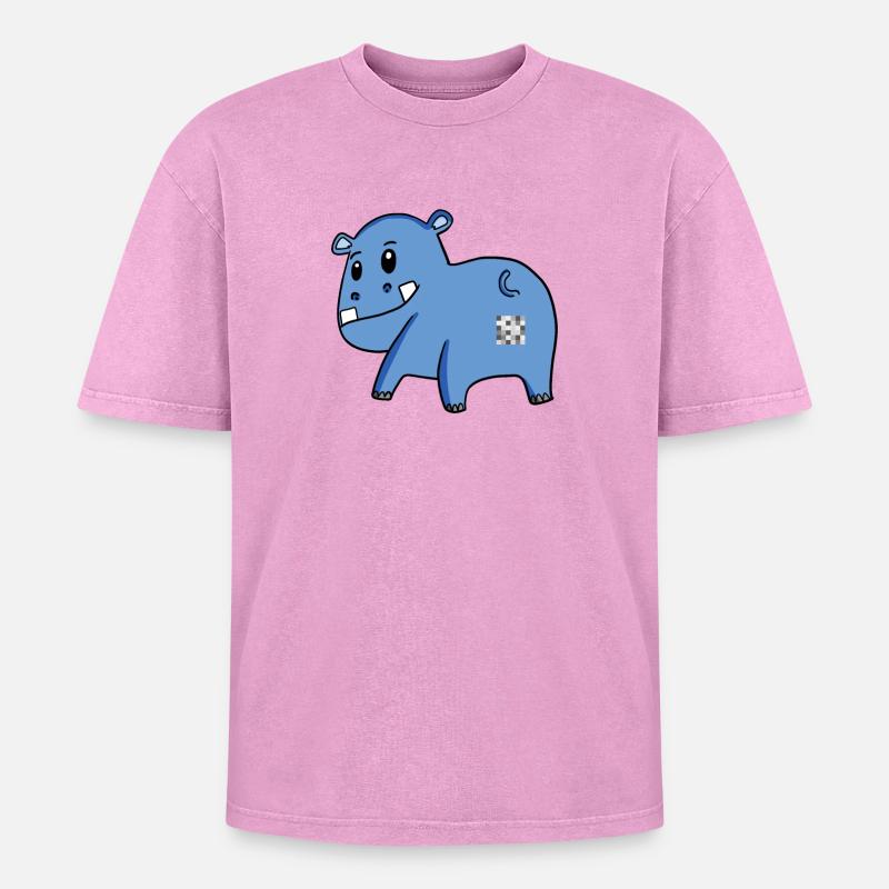 Nilpferd Arsch - Nilpferd Hintern - Oversized Unisex Premium Acid-Washed T-Shirt - Pink Acid Wash