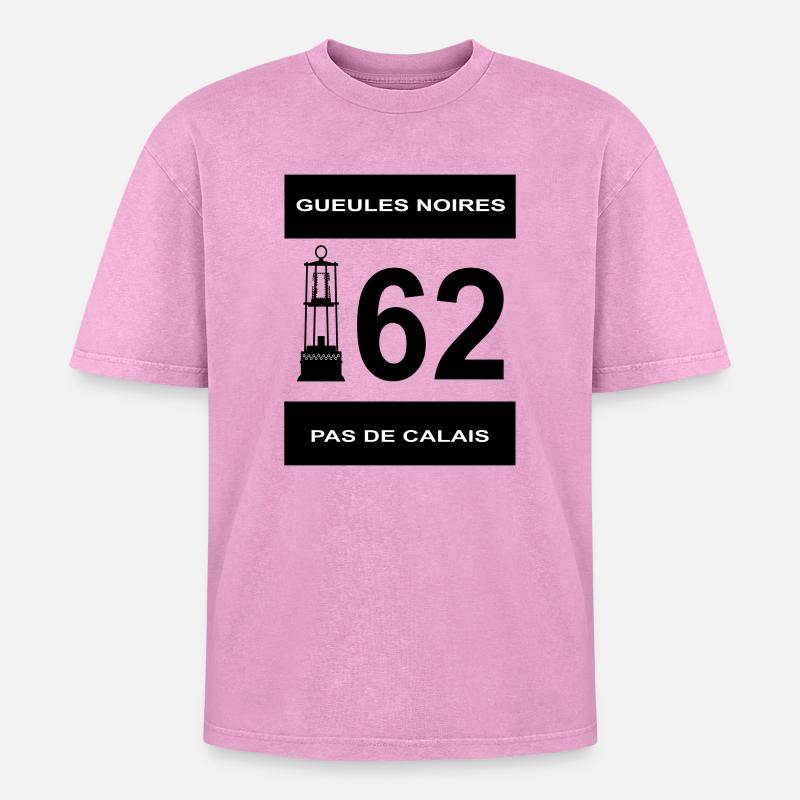 62 Pas de Calais - Oversized Unisex Premium Acid-Washed T-Shirt - Pink Acid Wash