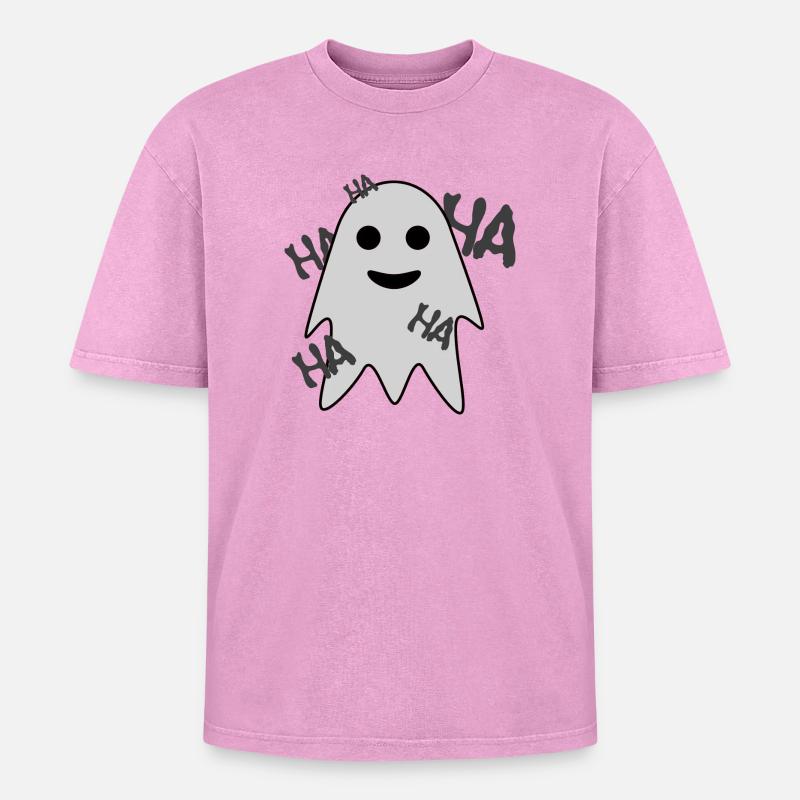 Ghost - Oversized Unisex Premium Acid-Washed T-Shirt - acid washed pink