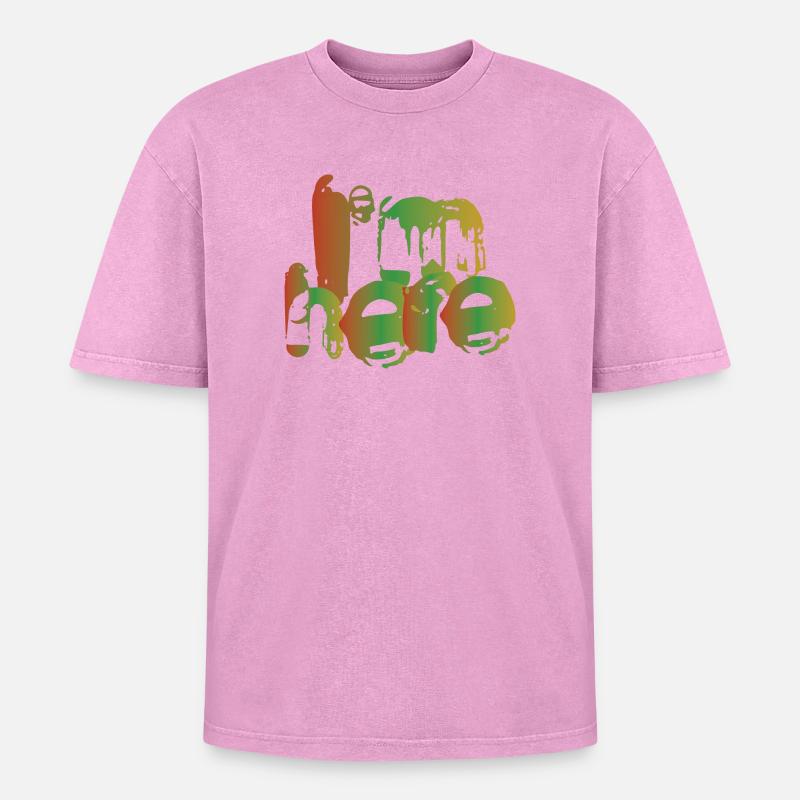 Ich bin hier - Oversized Unisex Premium Acid-Washed T-Shirt - Pink Acid Wash