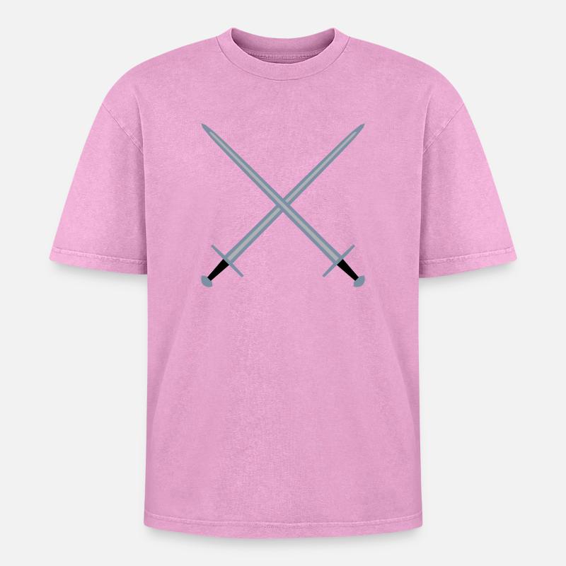 Épées croisées. - T-shirt Premium unisexe oversize acid-washed - rose délavé acide