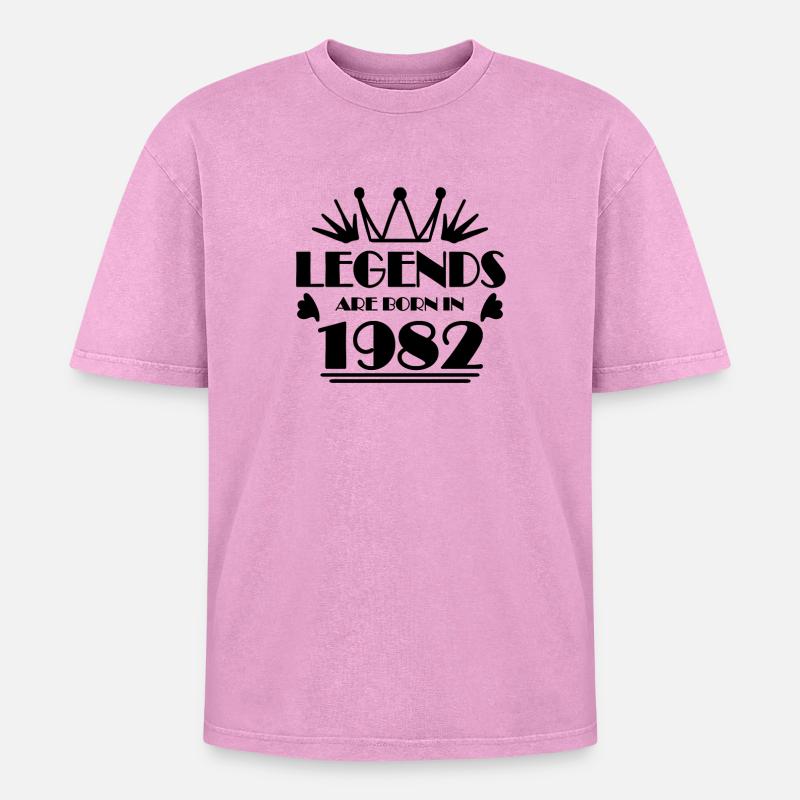 1982 - Born 1982 - Oversized Unisex Premium Acid-Washed T-Shirt - acid washed pink