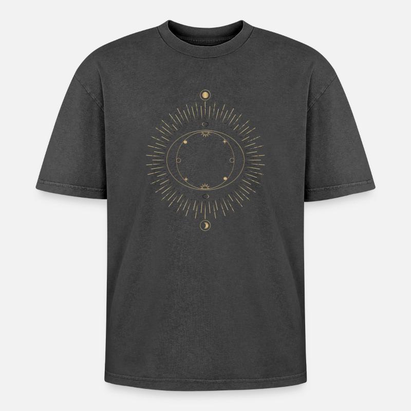 Sun Ring Circuit Design - Oversized Unisex Premium Acid-Washed T-Shirt - undefined