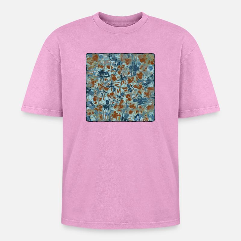 Abstract Camouflage Pattern - Oversized Unisex Premium Acid-Washed T-Shirt - acid washed pink