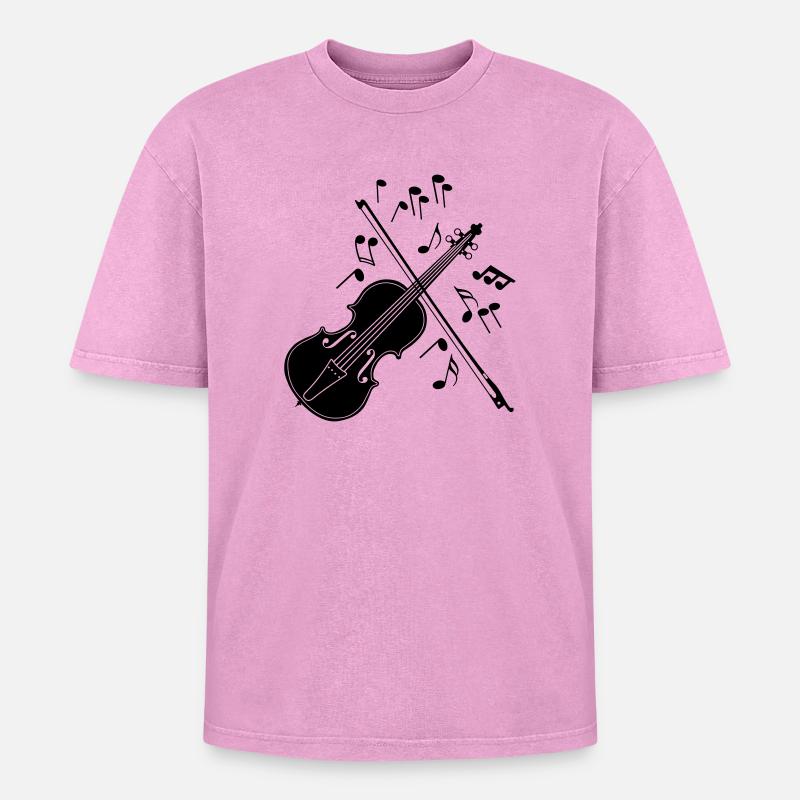 Violin with notes - Oversized Unisex Premium Acid-Washed T-Shirt - acid washed pink