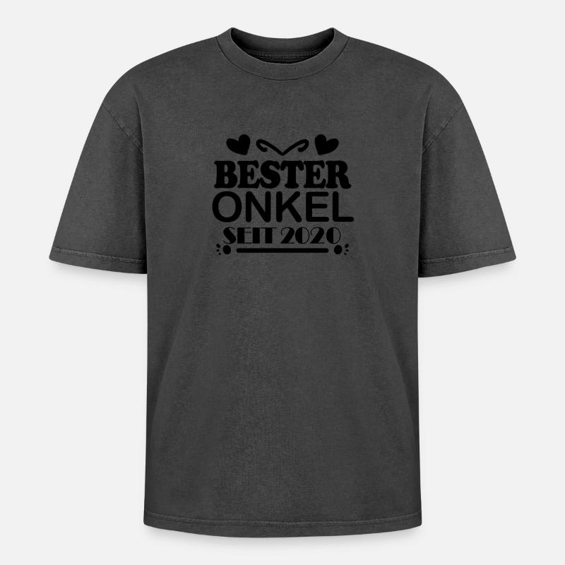 Bester Onkel seit 2020 - Oversized Unisex Premium Acid-Washed T-Shirt - Pink Acid Wash