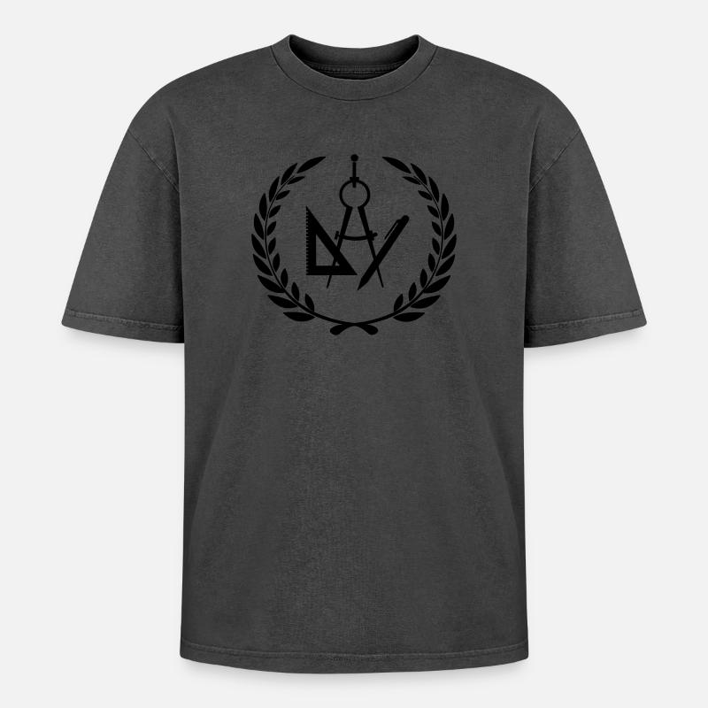 Architekten- oder Designerwerkzeuge im Lorbeerkranz - Oversized Unisex Premium Acid-Washed T-Shirt - undefined