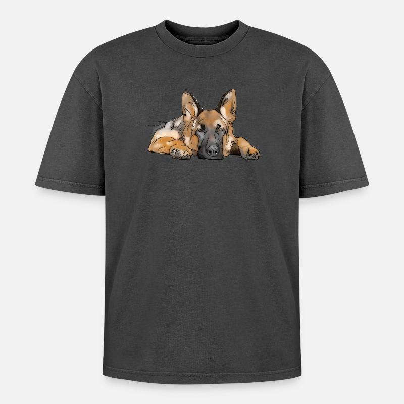 Schäferhund - Oversized Unisex Premium Acid-Washed T-Shirt - Pink Acid Wash