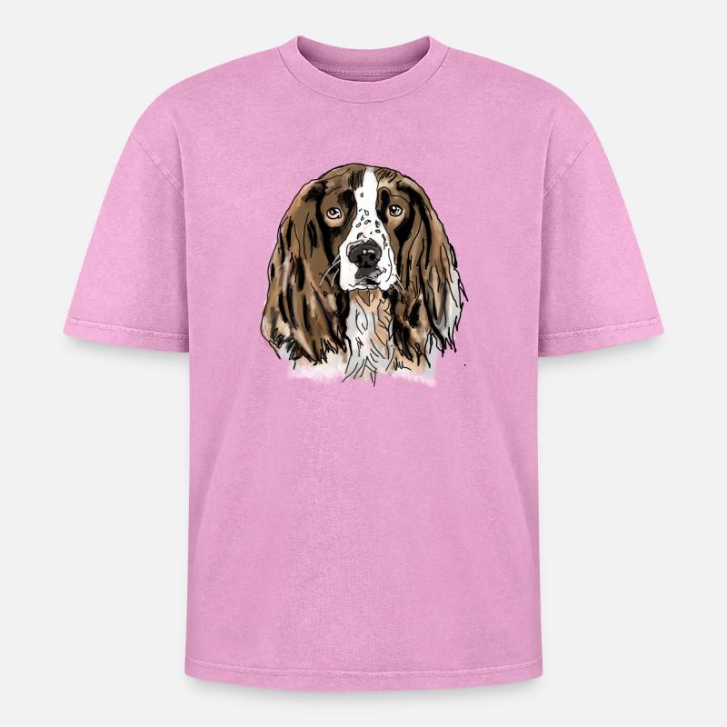 Spaniel - Oversized Unisex Premium Acid-Washed T-Shirt - acid washed pink