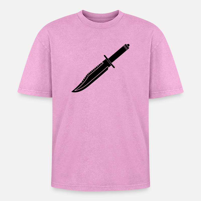 Rambo Messer lang - Oversized Unisex Premium Acid-Washed T-Shirt - Pink Acid Wash