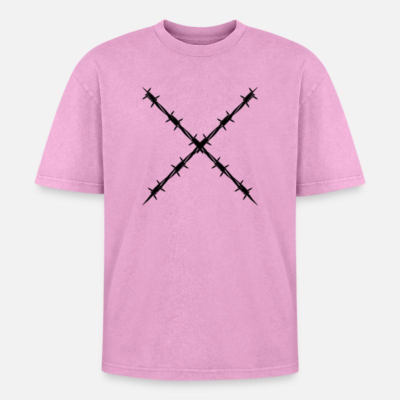 Barbed wire crossed - Oversized Unisex Premium Acid-Washed T-Shirt - acid washed pink