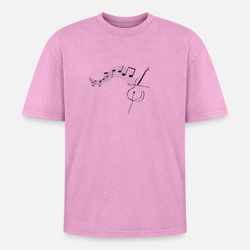 Cello with notes1 - Oversized Unisex Premium Acid-Washed T-Shirt - acid washed pink