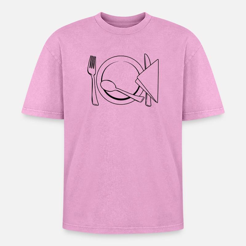 Serviette de table à couverts - T-shirt Premium unisexe oversize acid-washed - rose délavé acide