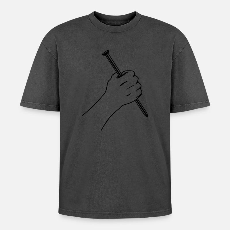 Großer Nagel in Faust - Oversized Unisex Premium Acid-Washed T-Shirt - undefined