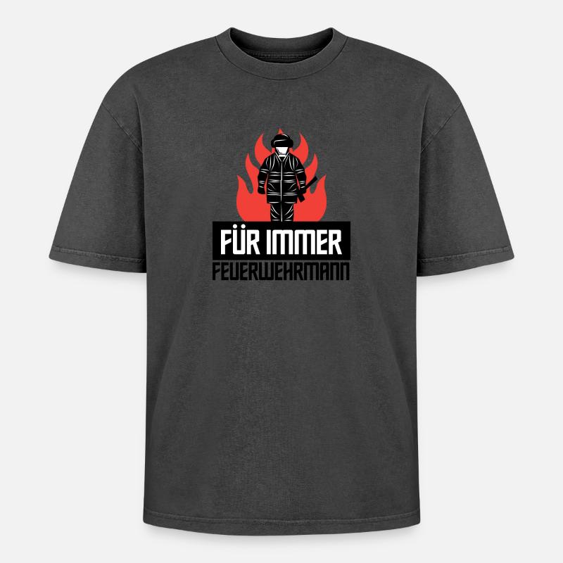 Fire Brigade Lifesaver Firefighter Statement - Oversized Unisex Premium Acid-Washed T-Shirt - undefined