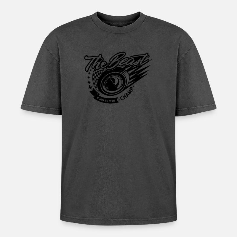 The Beast Wheel Rush Graphics - Oversized Unisex Premium Acid-Washed T-Shirt - undefined