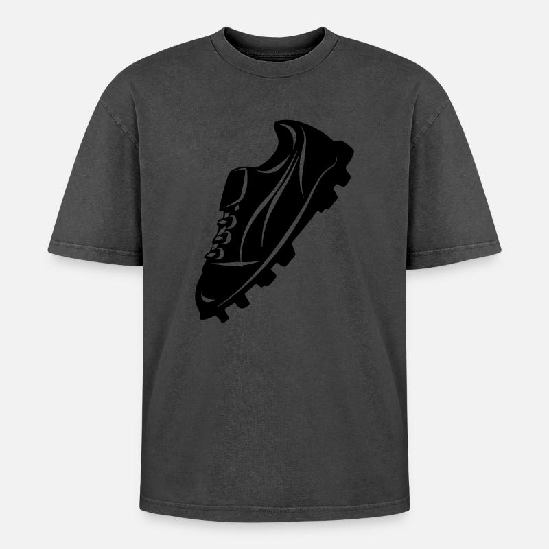 Fußballschuh transparente Schattenfigur - Oversized Unisex Premium Acid-Washed T-Shirt - undefined