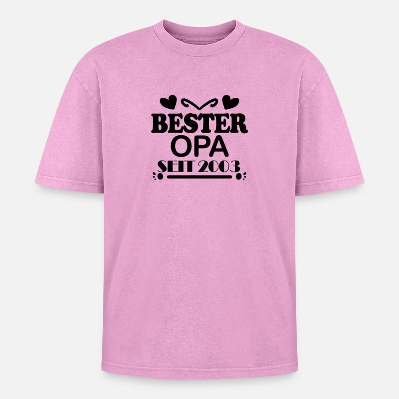 Bester Opa seit 2003 - Oversized Unisex Premium Acid-Washed T-Shirt - Pink Acid Wash