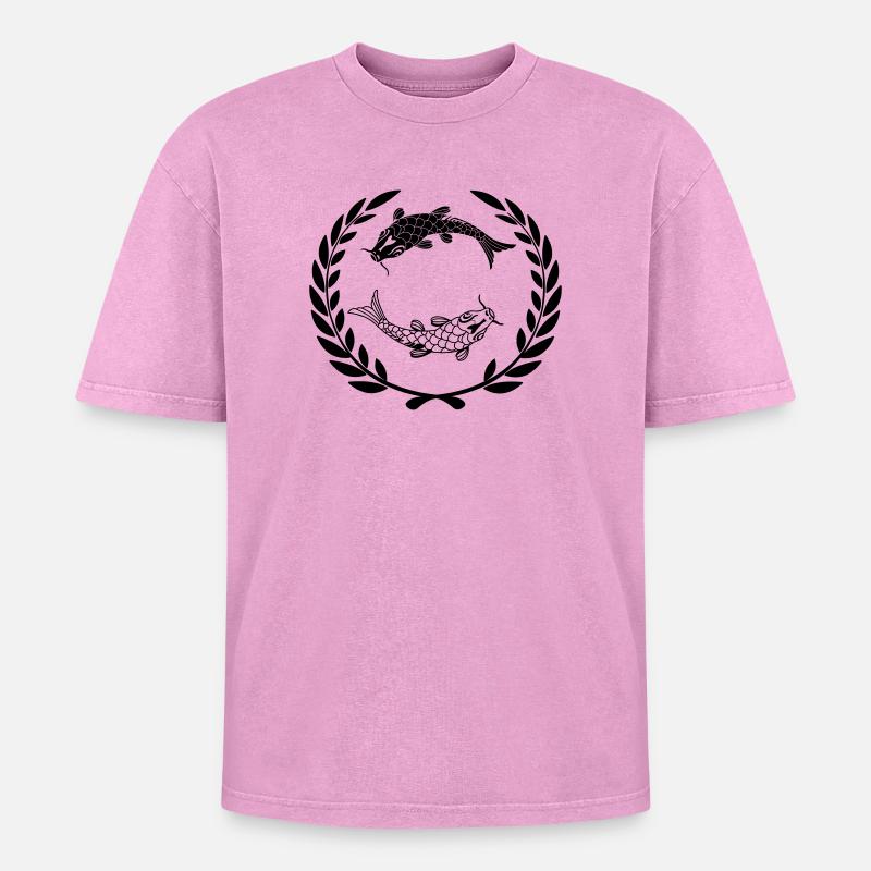 Fisch 009 - Oversized Unisex Premium Acid-Washed T-Shirt - Pink Acid Wash